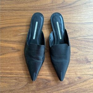 Donald J Pliner Black Leather Mules